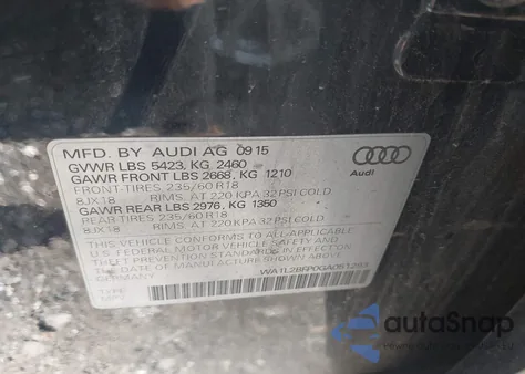 2016 Audi Q5 2.0T Premium из США, поврежденный, VIN WA1L2BFP0GA051293